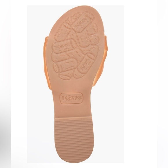 Korks slide sandal soleil knot womens 9 yellow satin - Picture 6 of 9